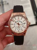 AR+ Factory Weighted Version Rolex SKY-DWELLER White Face Rubber Strap Watch 42mm